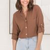 Tops Salty Crush | Devlin Linen Shirt - Brown