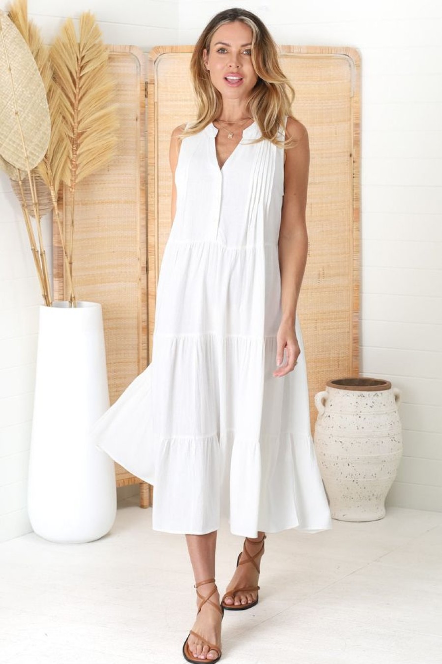 Dresses Salty Crush | Aurora Midi Dress - White