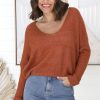 Tops Salty Crush | Carol Knit Top - Terracotta