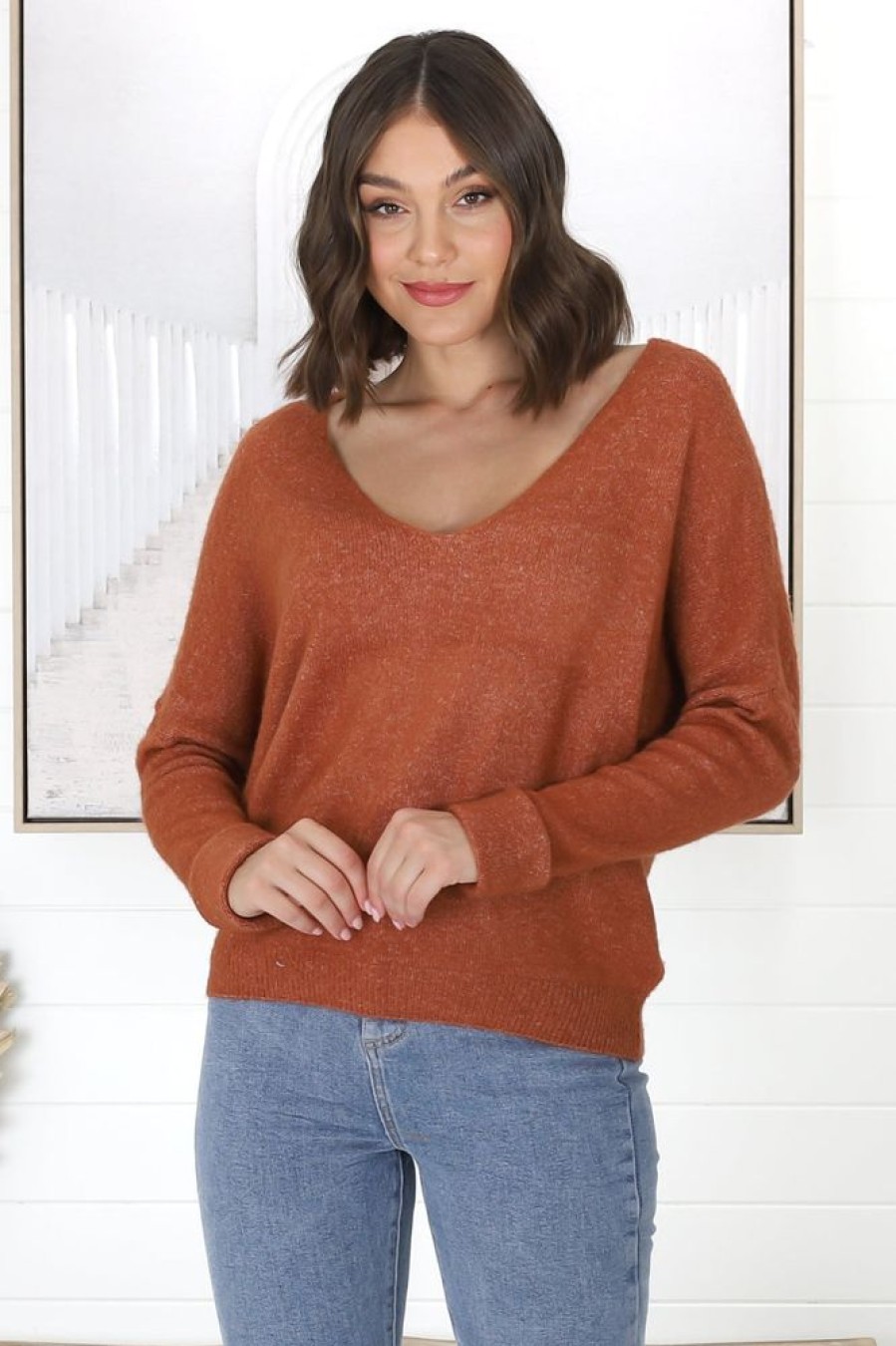 Tops Salty Crush | Carol Knit Top - Terracotta