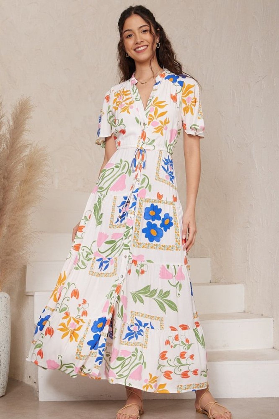 Dresses Salty Crush | Sofi Maxi Dress - Caspian Print