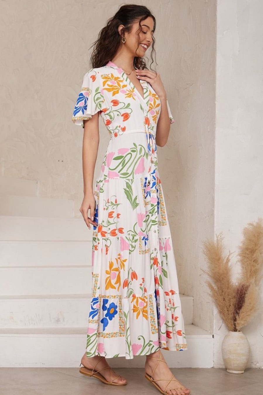 Dresses Salty Crush | Sofi Maxi Dress - Caspian Print